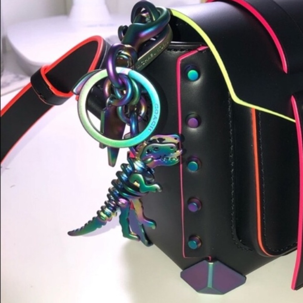 Coach iridescent dinosaur key ring